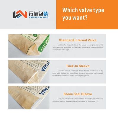 25 KG 40 KG 50 KG túi xi măng dệt PP rỗng túi van PP khối đáy với van