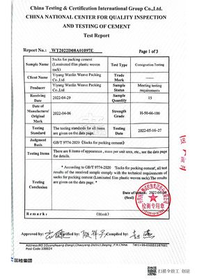 Thẻ in đầy đủ van xi măng túi Pp Bopp đan xen túi 20Kg 25Kg 40Kg