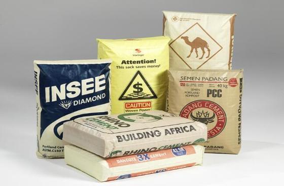 Vải polypropylene dệt vải ống phun túi cho 50kg hình vuông đáy túi xi măng bề mặt in 100% polypropylene nguyên chất